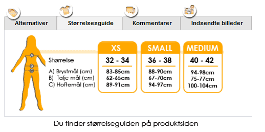 Eksempel p&aring; st&oslash;rrelsesguide