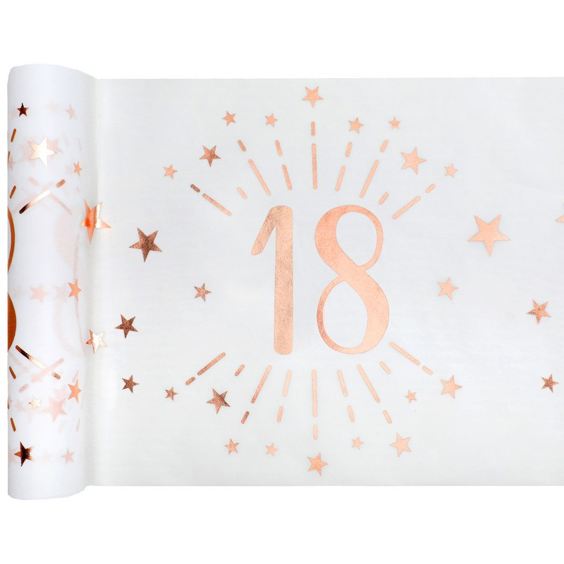 18 Års Bordløber Hvid/Rosaguld - 1 stk (30 cm x 5 m) | 18 år Bordløber - Temashop
