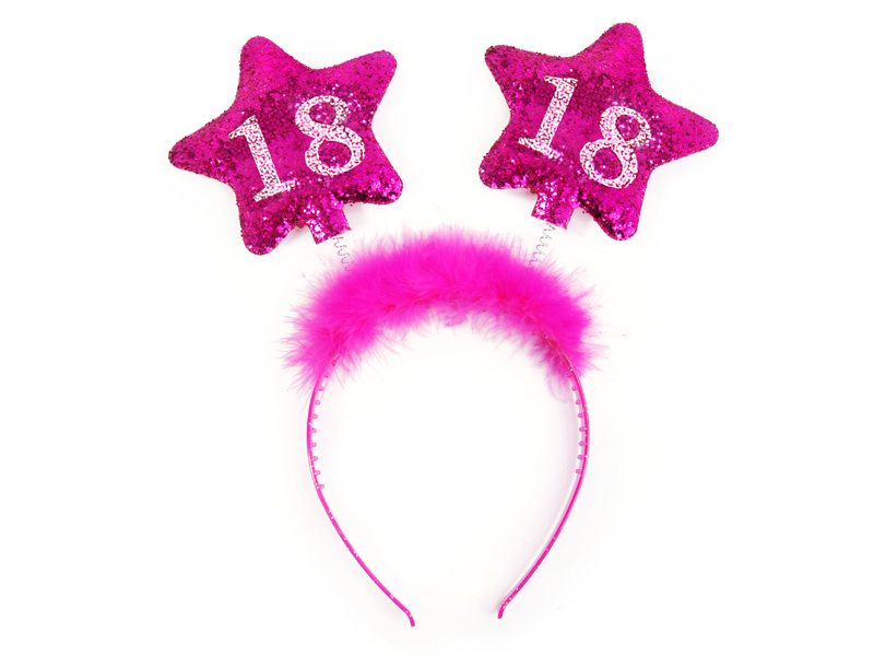 18 Års Hårbøjle Pink - 1 stk (13 cm) | 18 år Hårbøjle / Pandebånd / Hårbånd - Temashop