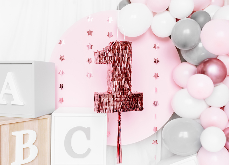 1-tal Piñata Rosaguld - 1 stk (40 x 28,5 cm) | 1 år Pinata - Temashop