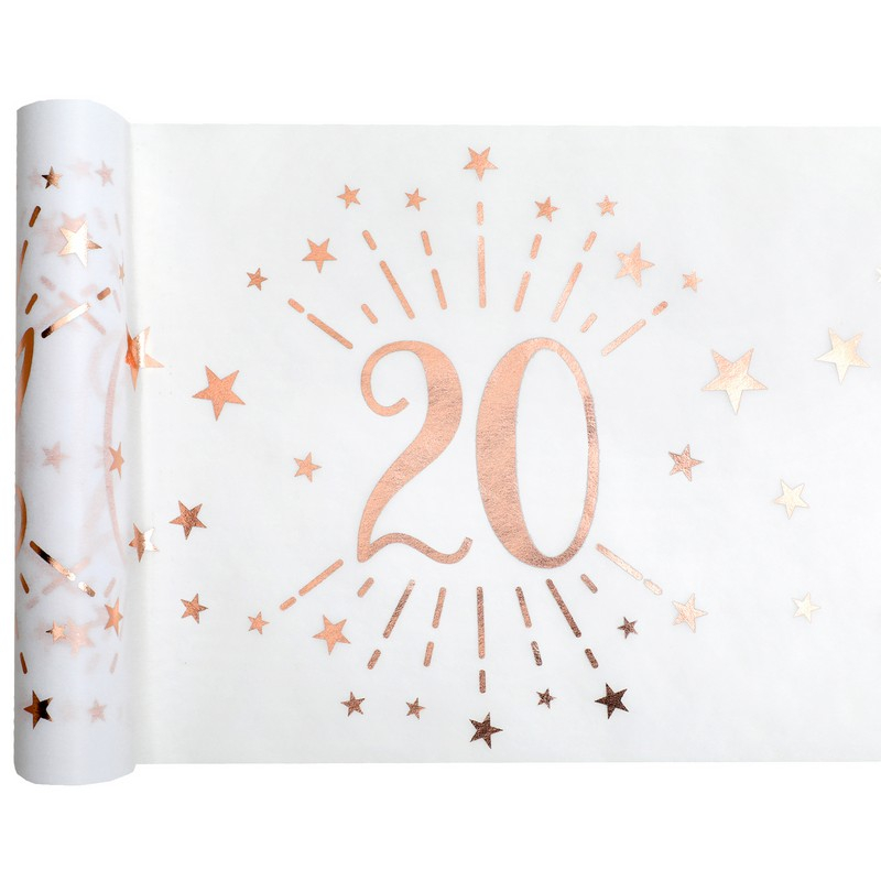 20 Års Bordløber Hvid/Rosaguld - 1 stk (30 cm x 5 m) | 20 år Bordløber - Temashop