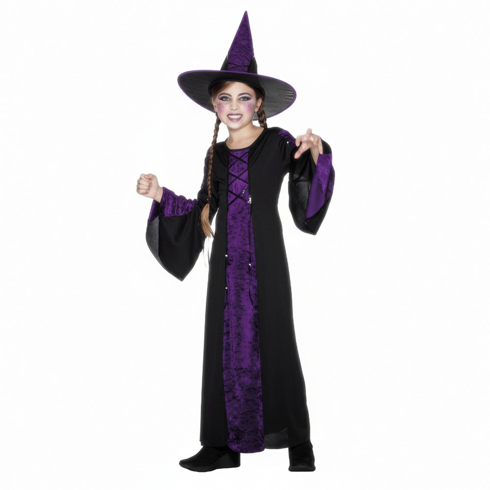 Okkult Heks Børnekostume - Halloween kostume til børn i størrelserne 116-140 | Heks udklædning til børn - Temashop
