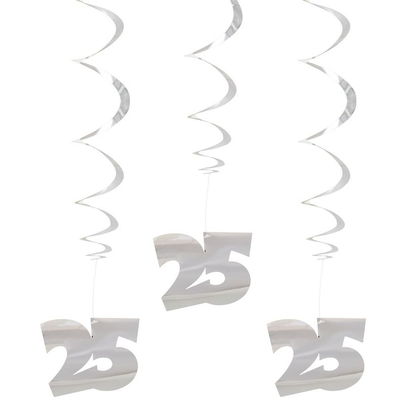 25 Års Swirls Sølv - 3 stk | 25 år Spiraler/string - Temashop
