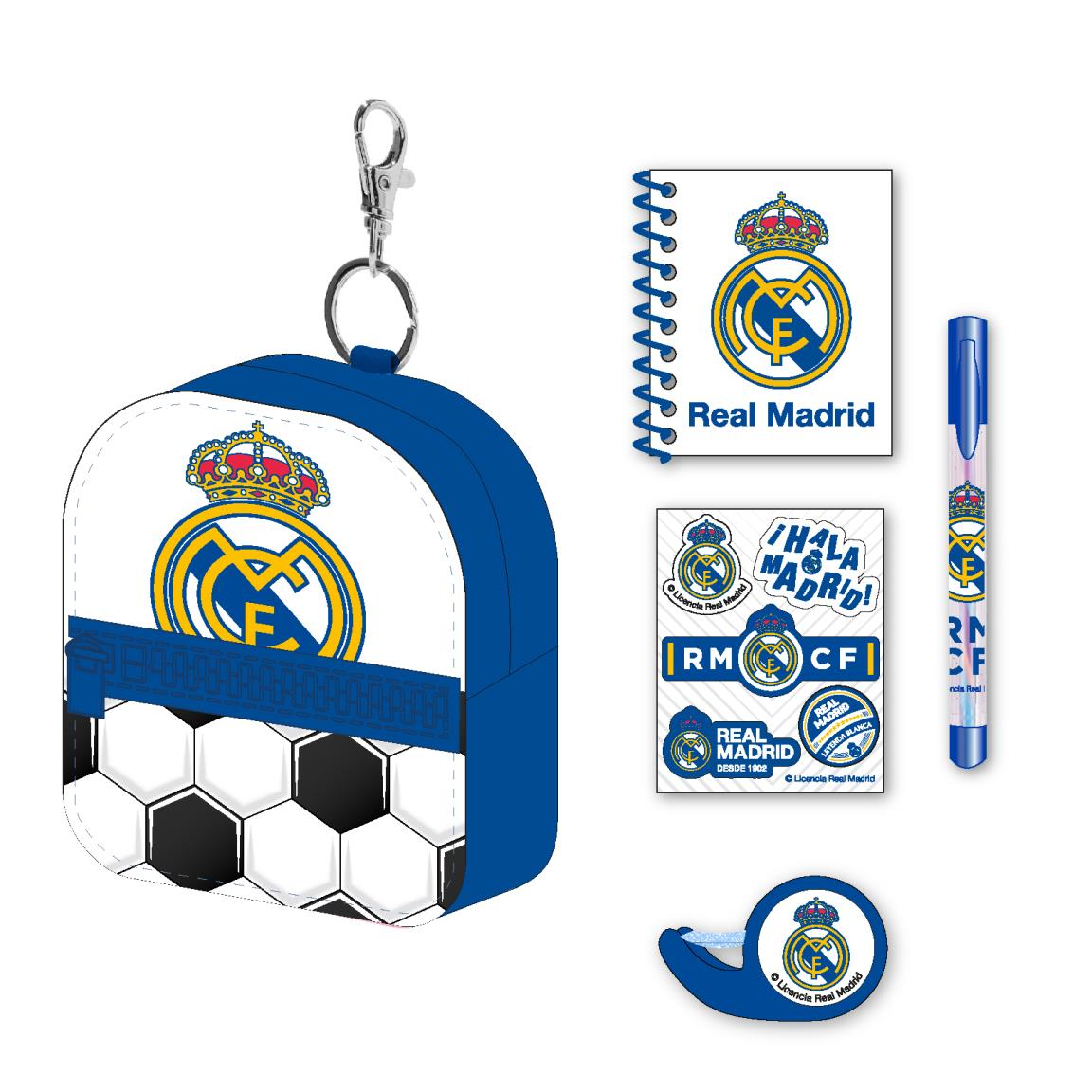 Real Madrid Skrivesæt & Mini Rygsæk (19,5 x 22,5 x 4,5 cm) | Fodbold Male- & Tegneudstyr - Temashop