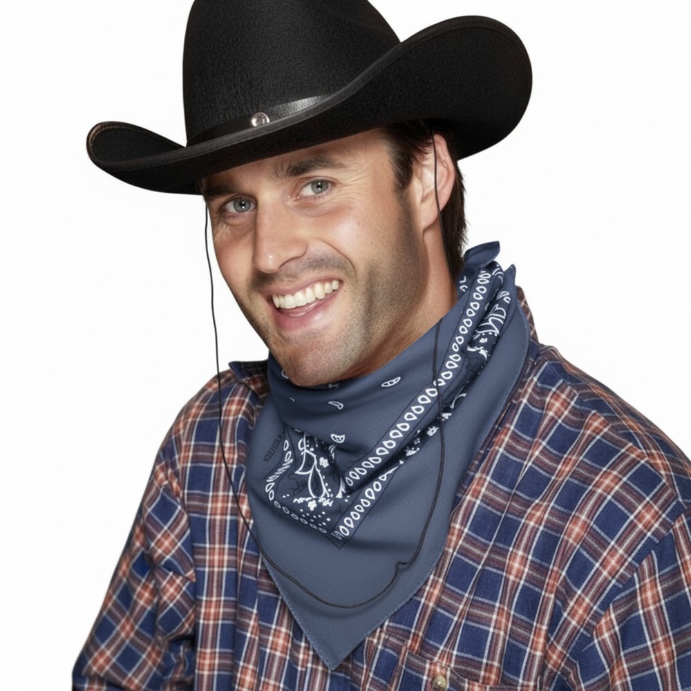 Cowboytørklæde Bandana Blå | Det vilde vesten Tørklæde - Beklædning - Temashop
