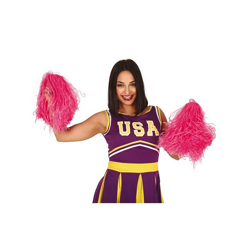 2-Pak Pink Pom-Pom | Cheerleader Pompoms - Kropstilbehør - Temashop