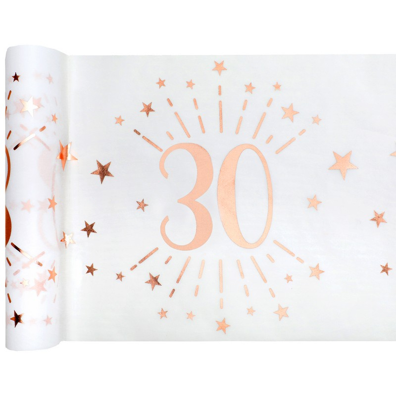 30 Års Bordløber Hvid/Rosaguld - 1 stk (30 cm x 5 m) | 30 år Bordløber - Temashop