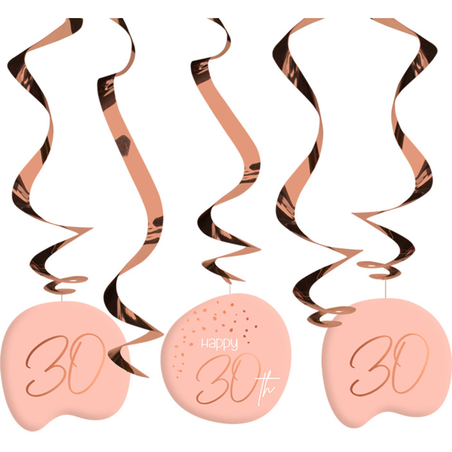 30 Års Swirls Lush Blush - 5 stk (75 x 14 cm) | 30 år Spiraler/string - Temashop