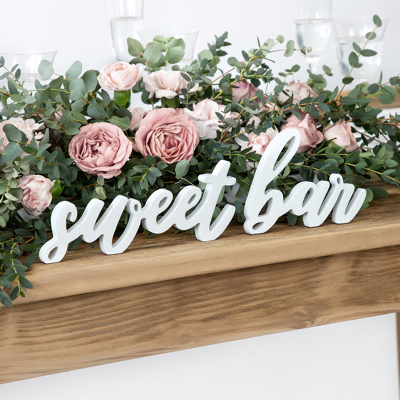 3D Sweet Bar Træskilt Hvid