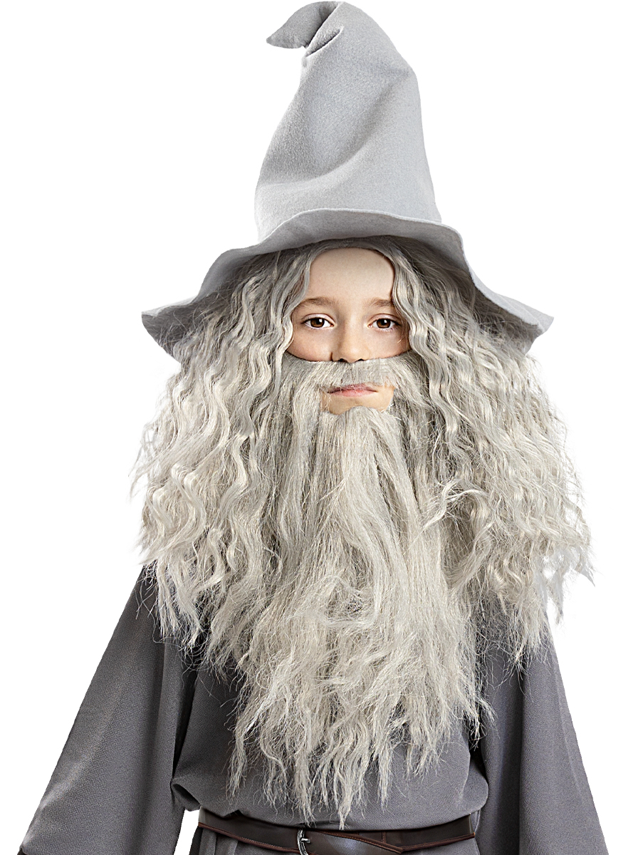 Ringenes Herre Gandalf Paryk & Skæg Børn | Ringenes Herre Paryk - Hovedtilbehør - Temashop