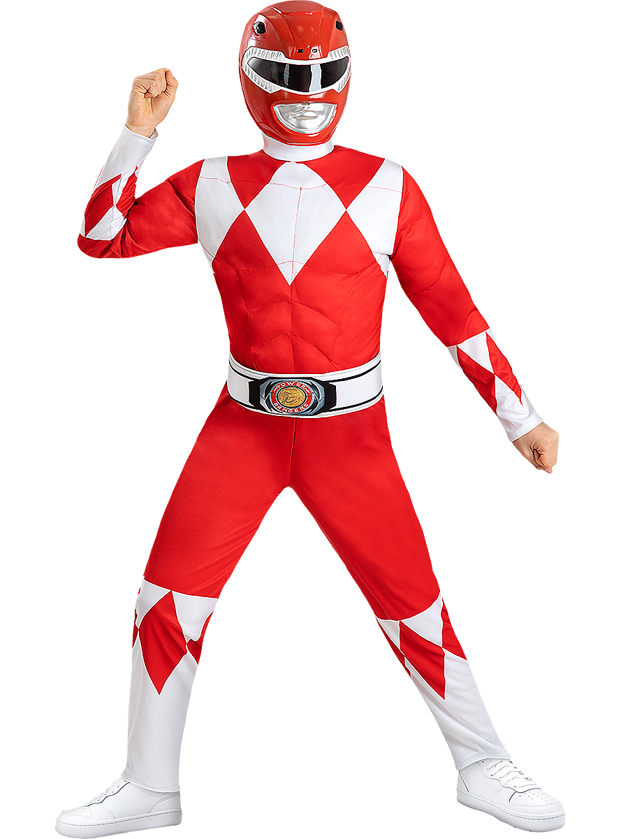 Power Rangers Rød Børnekostume - Superhelte kostume til børn i størrelserne 98-152 | Power Rangers udklædning til børn - Temashop