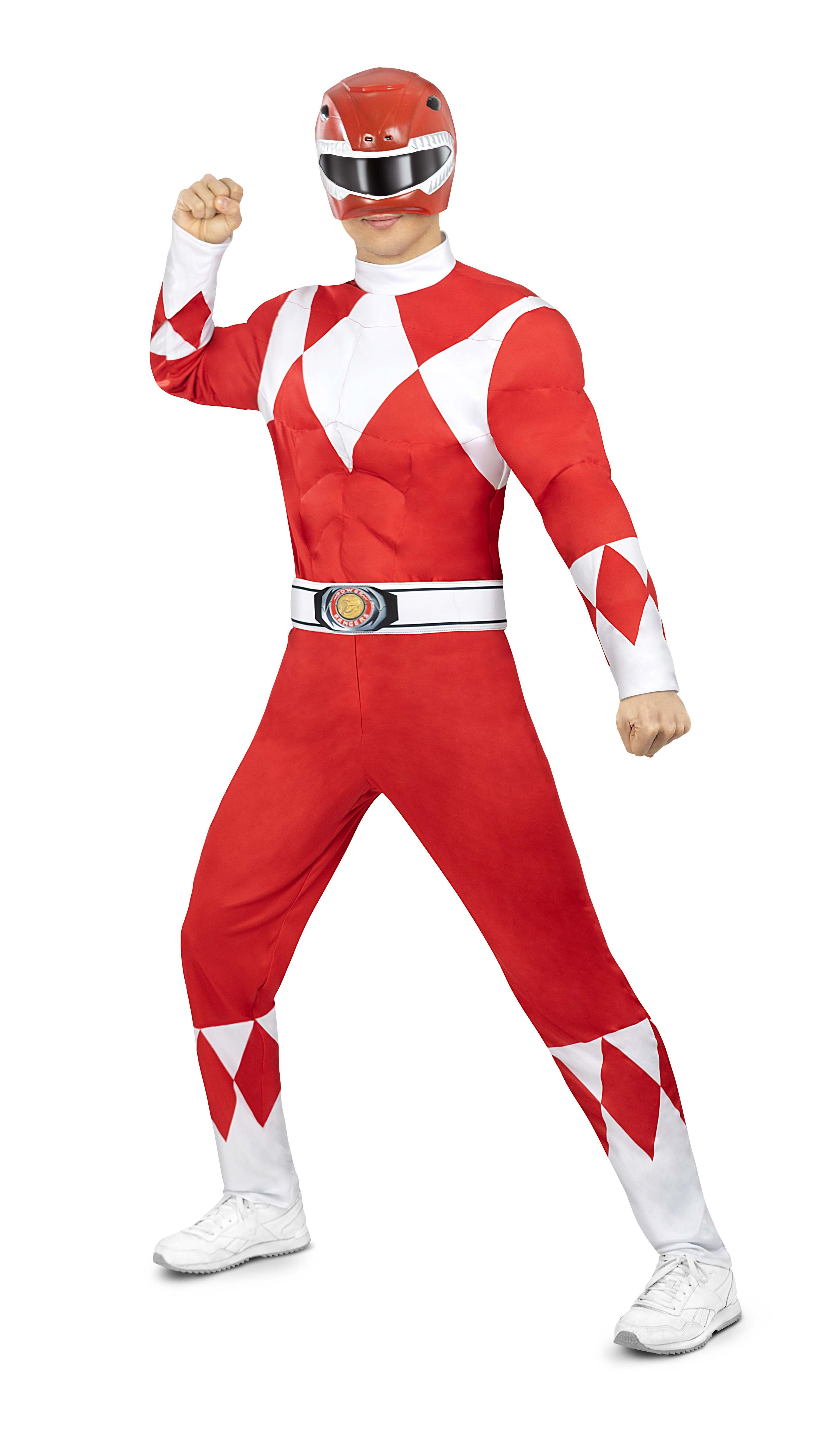 Power Rangers Kostume Rød - Superhelte kostume til voksne i størrelserne M-XL | Power Rangers - Temashop
