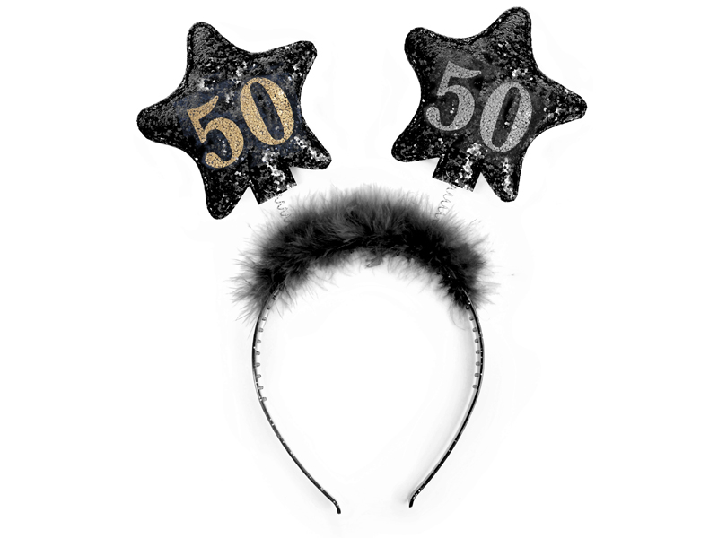 50 Års Hårbøjle Sort (13 cm) | 50 år Hårbøjle / Pandebånd / Hårbånd - Hovedtilbehør - Temashop