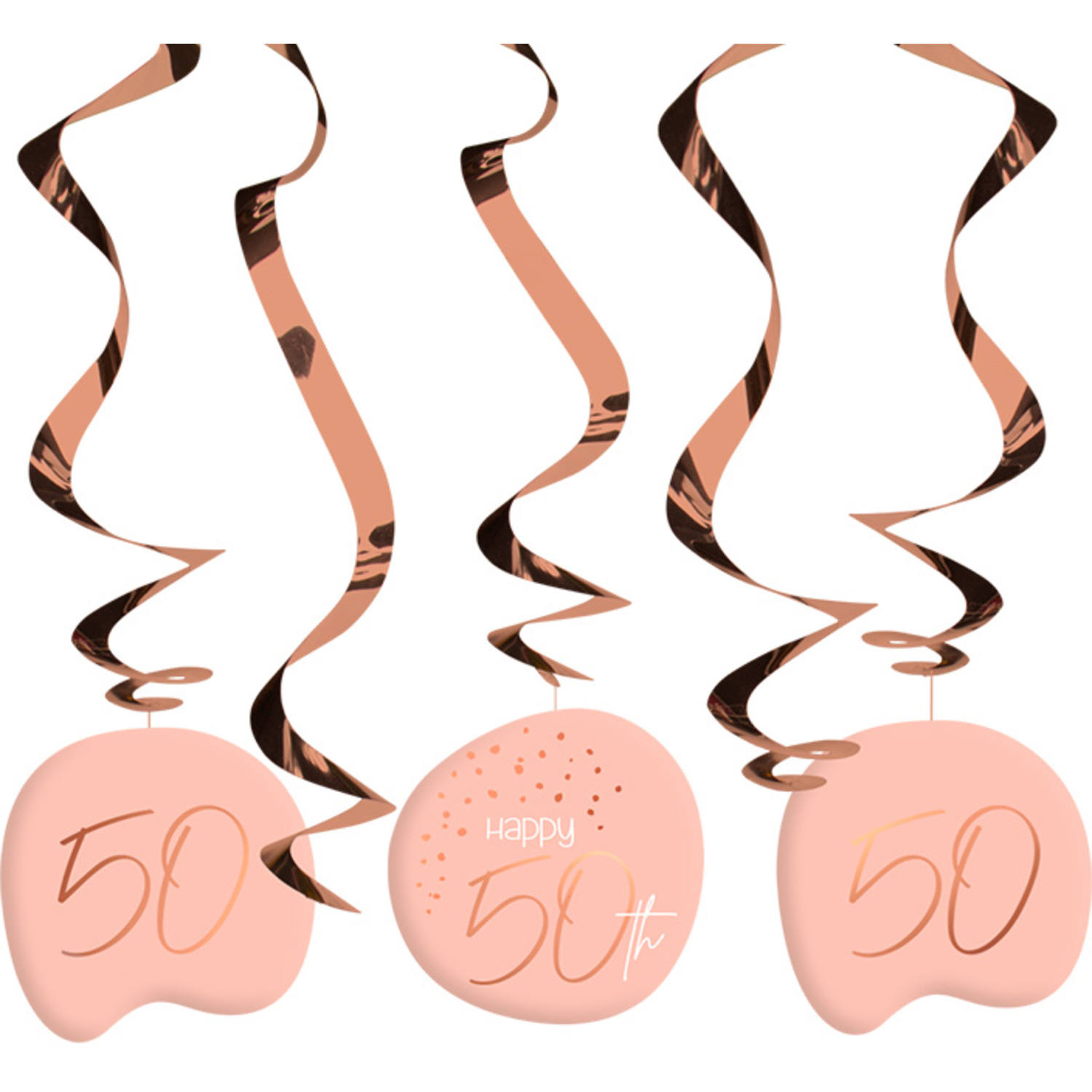 50 Års Swirls Lush Blush - 5 stk (75 x 14 cm) | 50 år Spiraler/string - Temashop