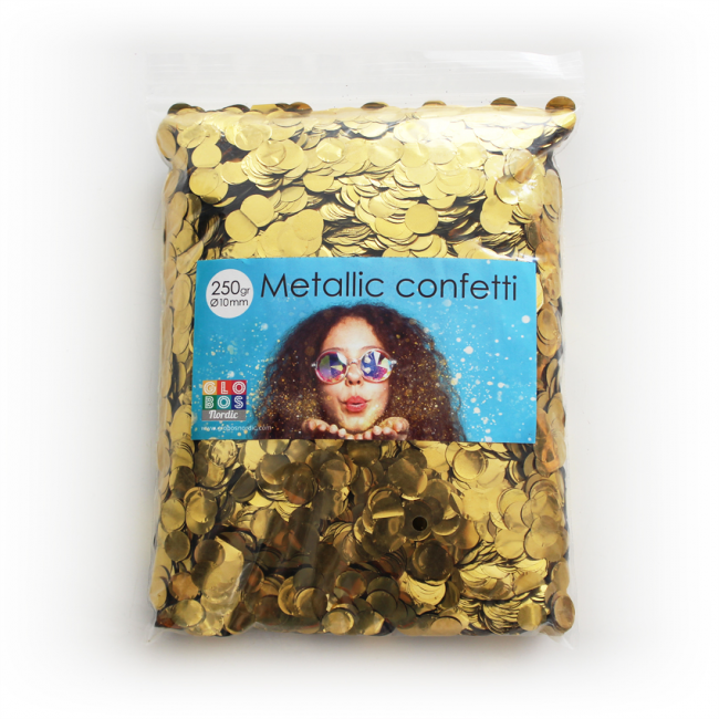 Rund Konfetti Metallisk Guld - 1 pose (250 g) | Guld tema Konfetti - Temashop