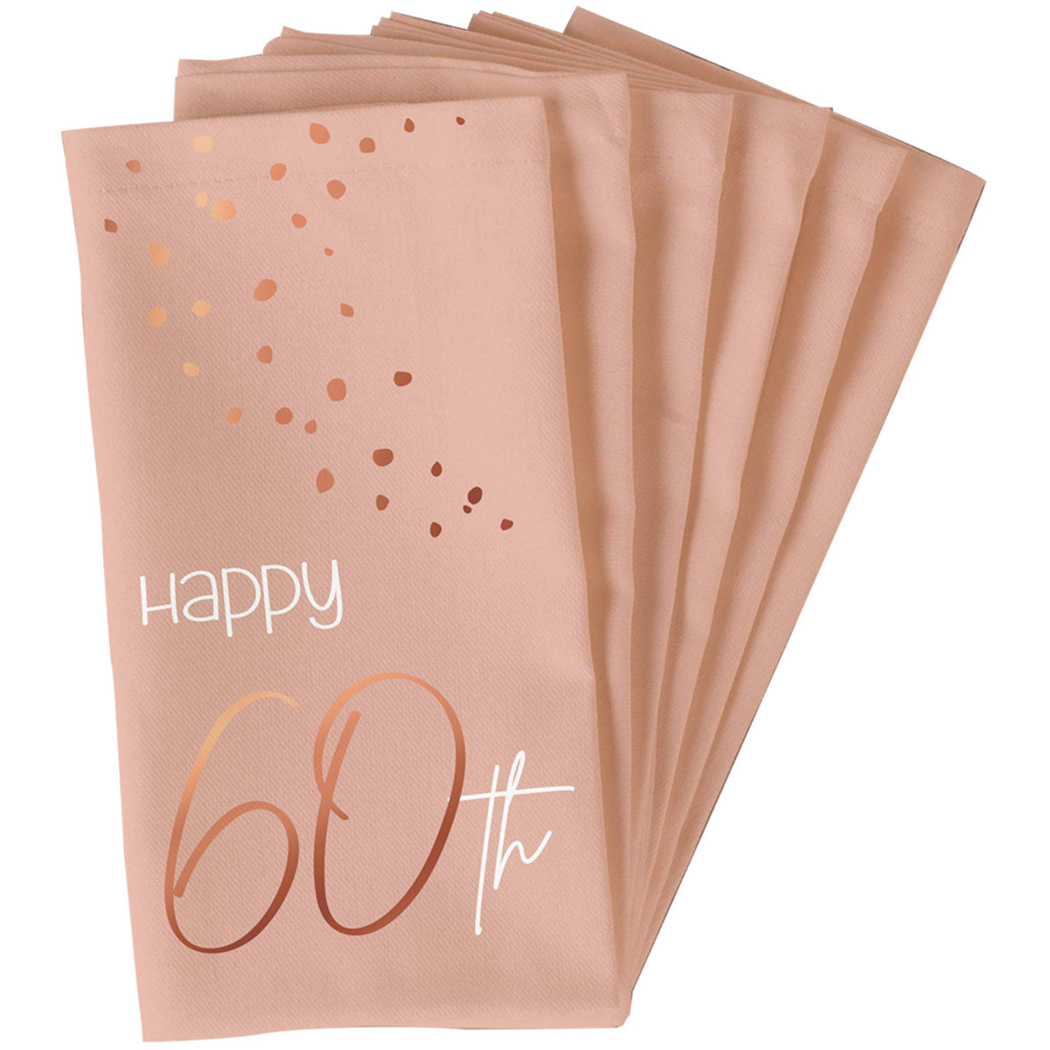 60 Års Servietter Lush Blush - 10 stk (33 x 33 cm) | 60 år Servietter - Temashop