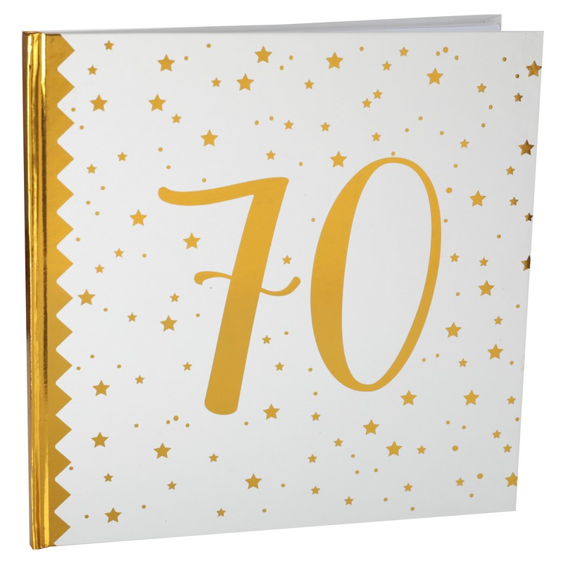 70 Års Gæstebog - 1 stk (24 x 24 cm) | 70 år Gæstebøger - Temashop
