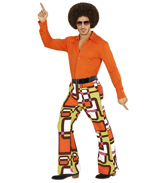 70'er Bukser Orangegul - Årtier kostume til voksne i størrelserne S-XL | 70'erne Disco kostume til mænd - Temashop