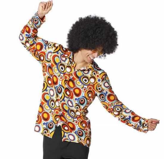 70'er Skjorte Bobler - Årtier kostume til voksne i størrelserne S-3XL | 70'erne Disco kostume til mænd - Temashop
