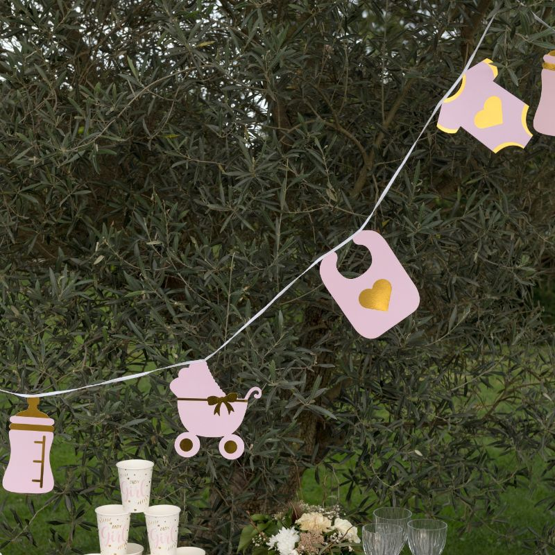 Babyshower Guirlande Lyserød/Guld