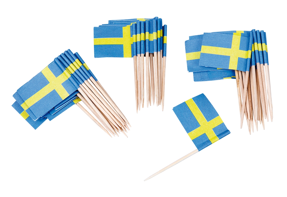 Sverige Madpinde - 50 stk (6,5 x 2,5 cm) | Sverige Kagepinde - Temashop