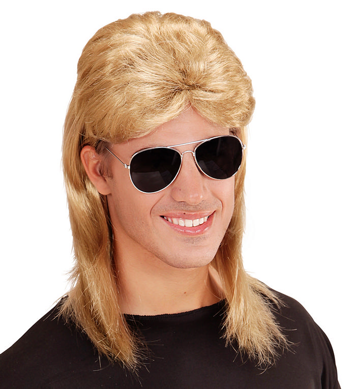 80'er Mullet Paryk & Briller Blond | 80'erne Totally Tilbehørskit - Kropstilbehør - Temashop