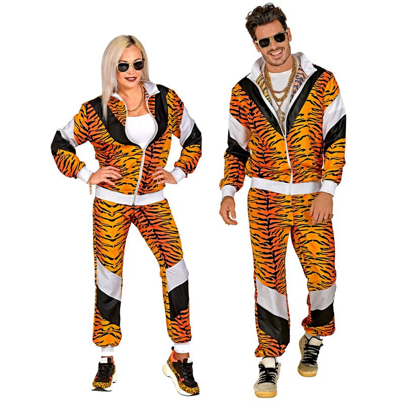 80'er Tiger Træningsdragt Kostume - Årtier kostume til voksne i størrelserne S-XL | 80'erne Totally - Temashop