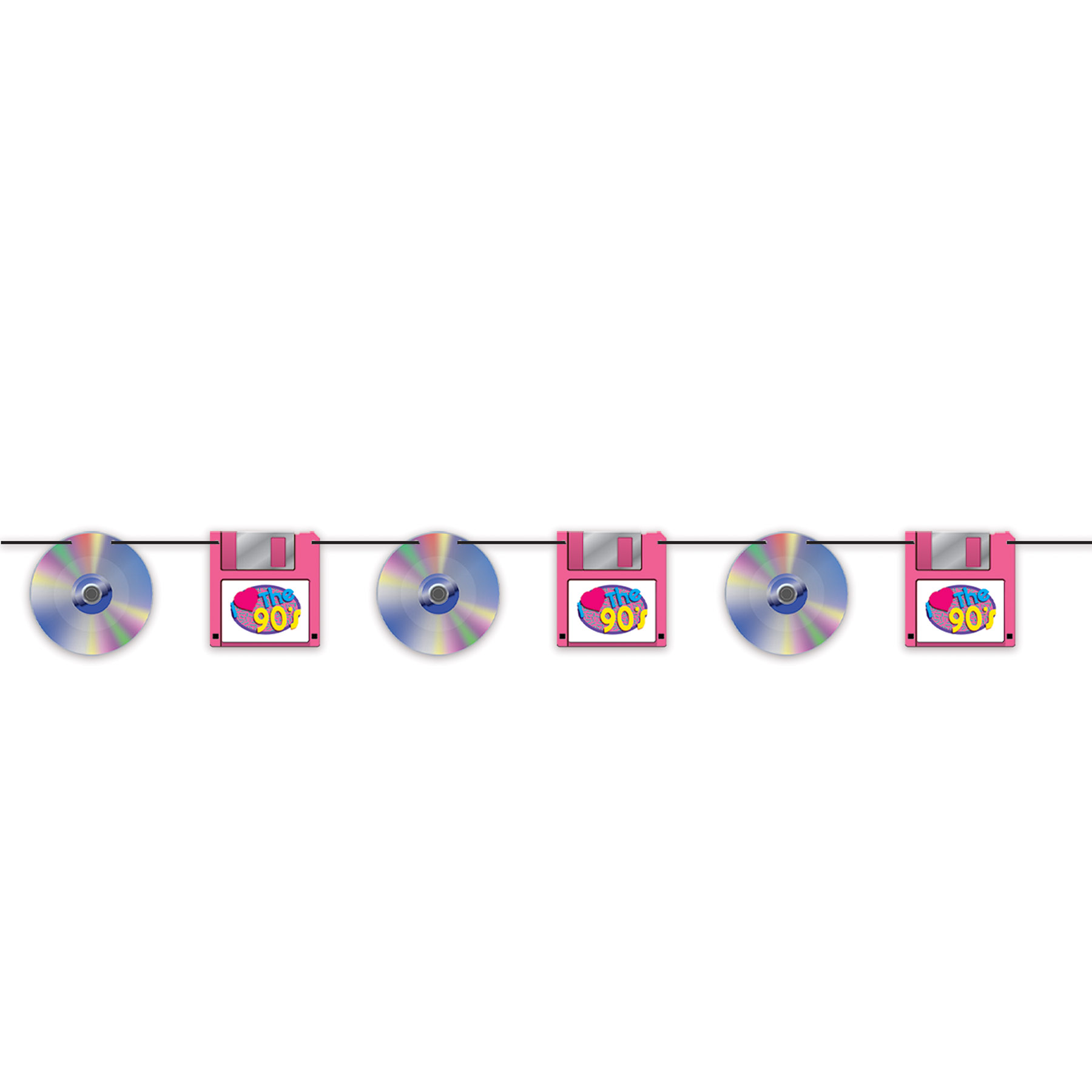 90'er CD & Diskette Flagguirlande