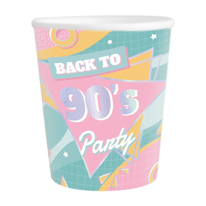 90'er Papkrus - 8 stk | 90'erne Retro Krus - Temashop