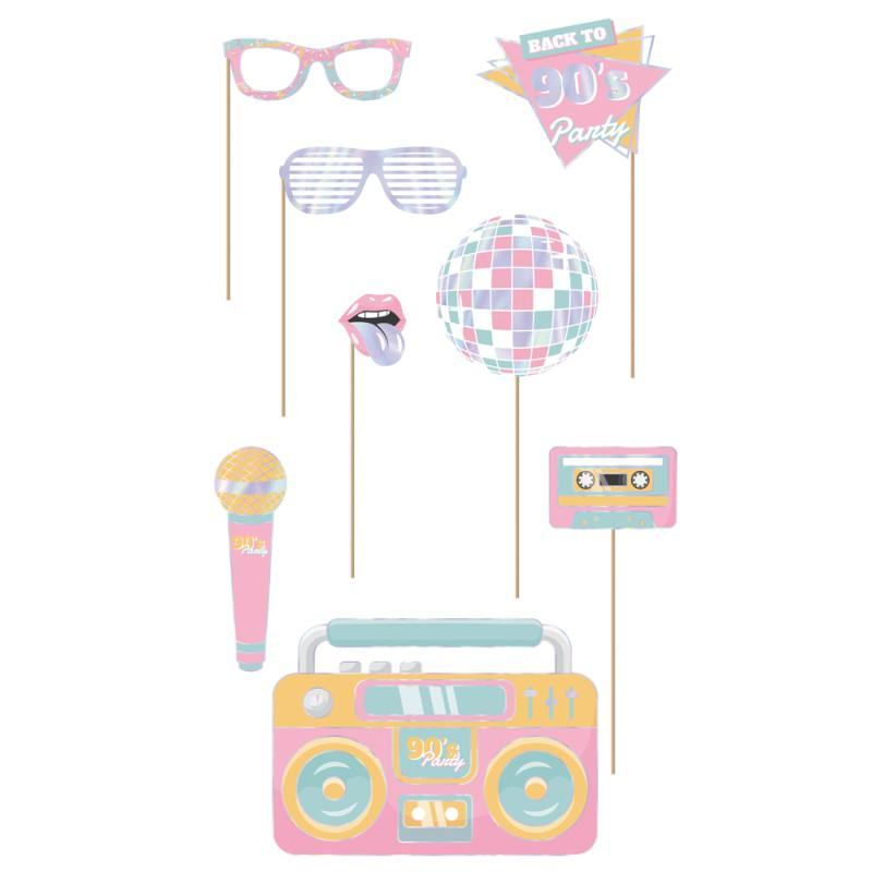 90'er Selfie Props - 8 stk (20 cm) | 90'erne Retro Photobooth - Temashop