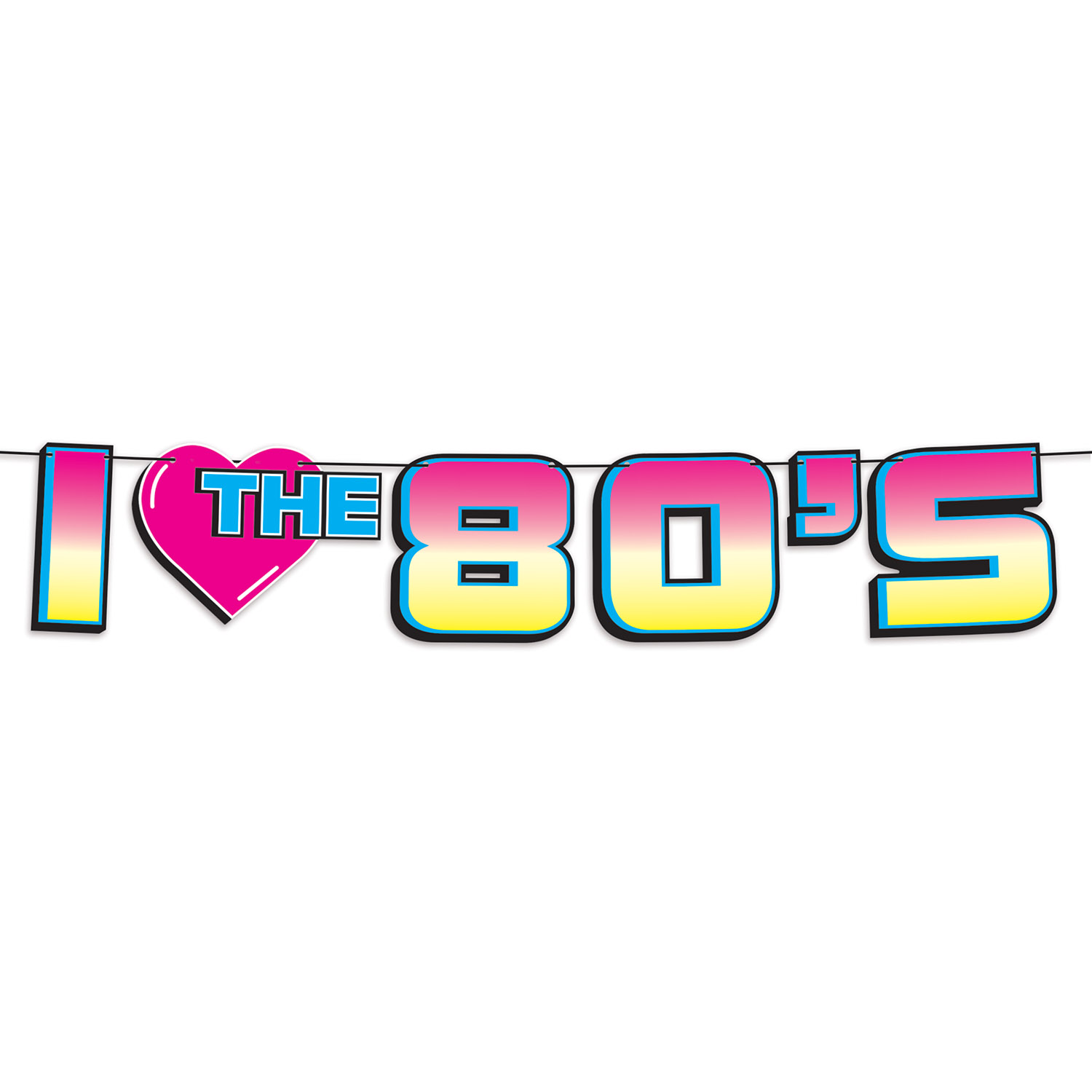 I Love the 80's Banner - 1 stk (18 x 183 cm) | 80'erne Totally Guirlander - Temashop