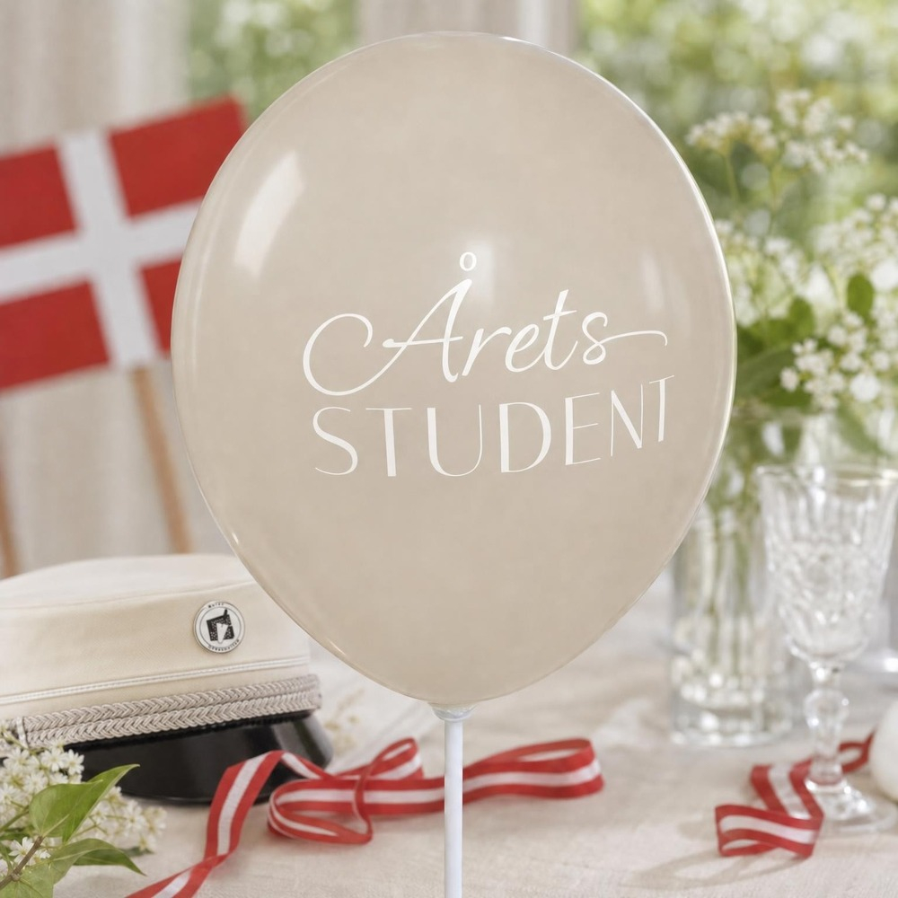 Årets Student Balloner Beige - 6 stk (30 cm) | Studerende Latexballoner - Temashop
