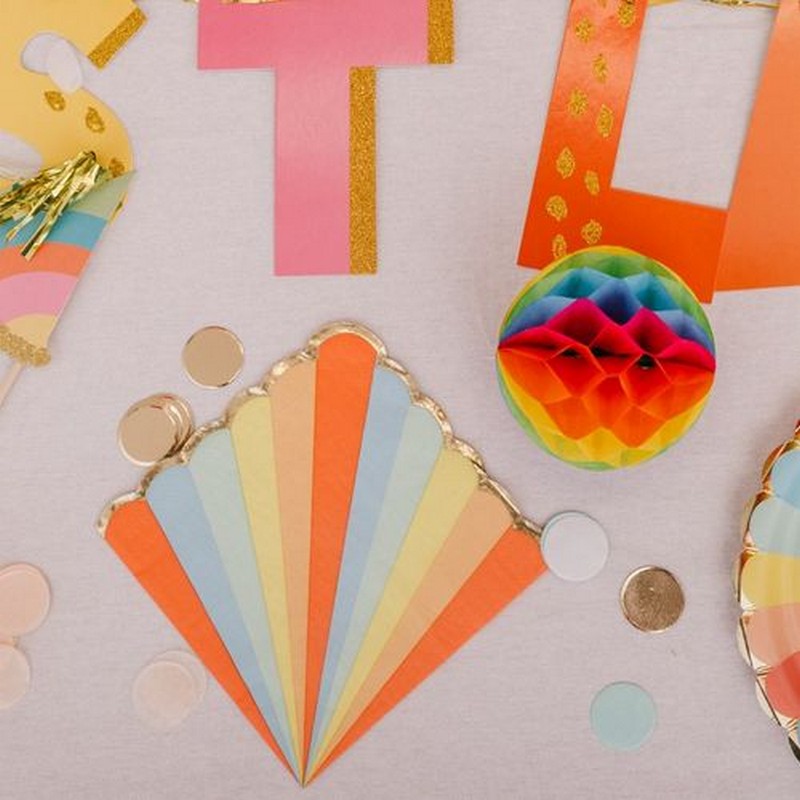 Pastel Mix Servietter Guldkant - 16 stk (33 x 33 cm) | Karneval Servietter - Temashop