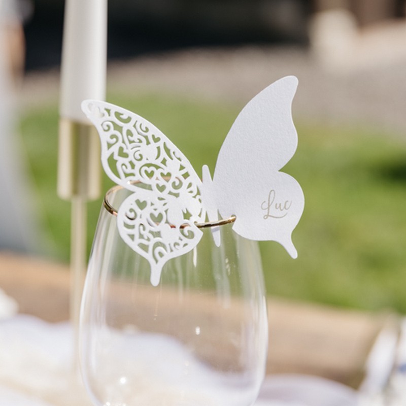 Sommerfugl Drinksmarkører - 10 stk (10 x 8 cm) | Sommerfugl Glasdekoration - Temashop