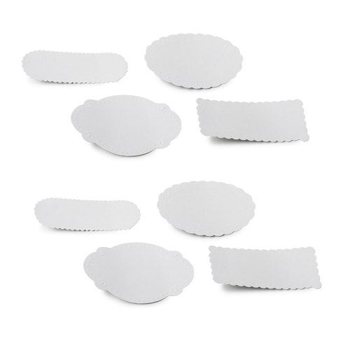 Bølgekant Etiketter Hvid - 8 stk (6,5-7,5 cm) | Hvidt tema Gavetilbehør - Temashop