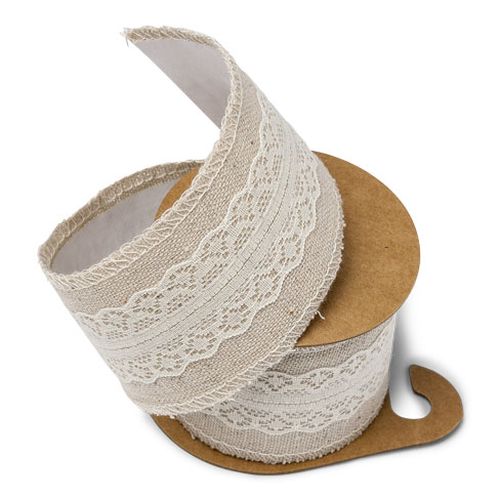 Linnedlook Blonde Dekorationsklæbebånd Elfenben - 1 stk (5 cm x 2 m) | Hvidt tema Bånd - Temashop