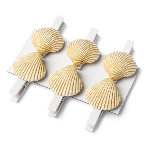 Musling Klemmer Hvid - 6 stk (4,5 cm) | Strand Klemmer - Temashop