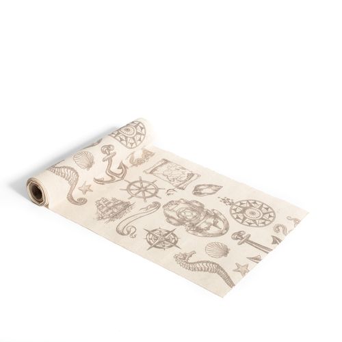 Maritim Bordløber Beige - 1 rulle (28 cm x 5 m) | Maritimt Bordløber - Temashop