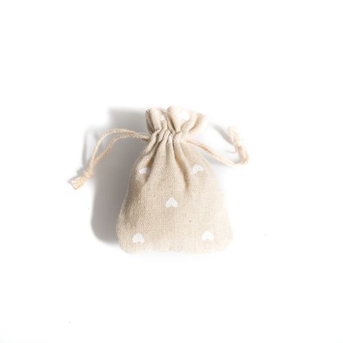 Hjerter Stofposer Natur/Hvid - 5 stk (7 x 9 cm) | Kærlighed Stofposer - Temashop