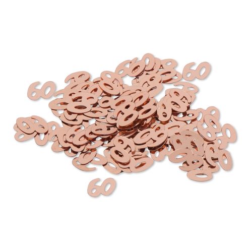 60 Års Bordkonfetti Rosaguld - 60 stk (1 cm) | 60 år Konfetti - Temashop