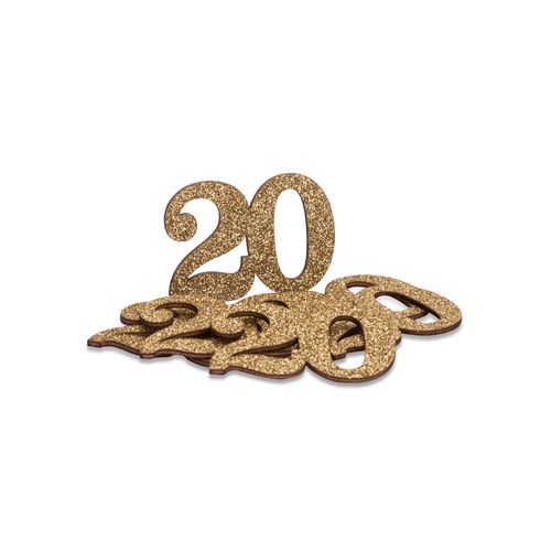 20 Års Bordkonfetti Guld - 6 stk (5 x 3,5 x 0,2 cm) | 20 år Konfetti - Temashop