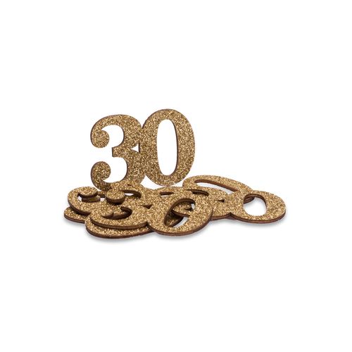 30 Års Bordkonfetti Guld - 6 stk (5 x 3,5 x 0,2 cm) | 30 år Konfetti - Temashop