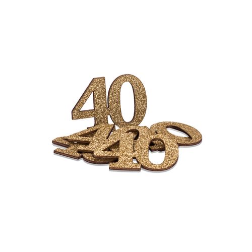 40 Års Bordkonfetti Guld - 6 stk (5 x 3,5 x 0,2 cm) | 40 år Konfetti - Temashop