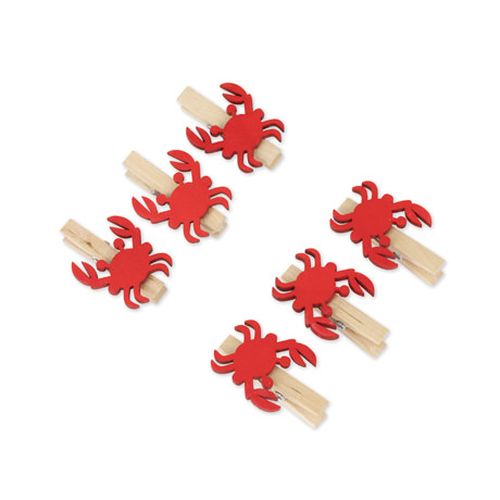 Krabbe Klemmer Træ Rød - 6 stk (4,5 cm) | Krabbe Klemmer - Temashop