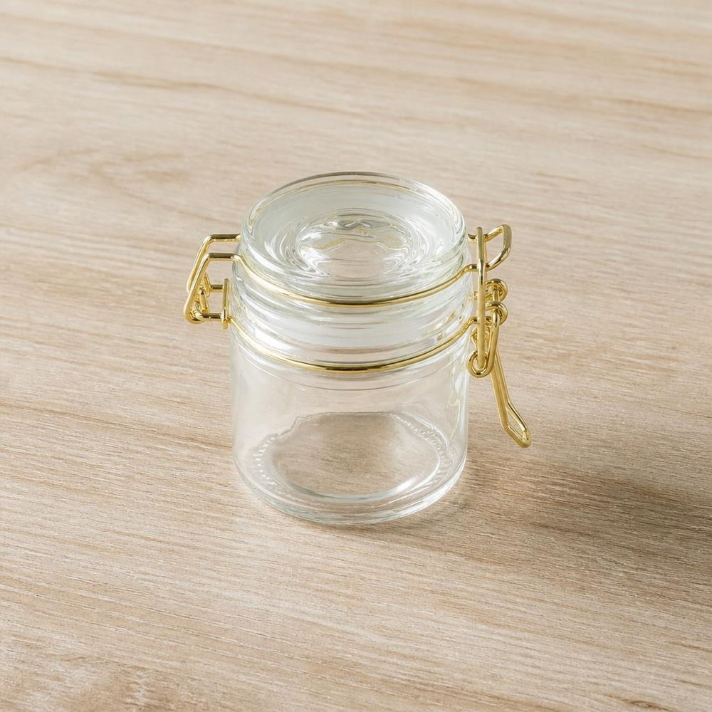 Opbevaringsglas Klar/Guld - 1 stk (6,5 x 7 cm) | Guld tema Vase - Temashop