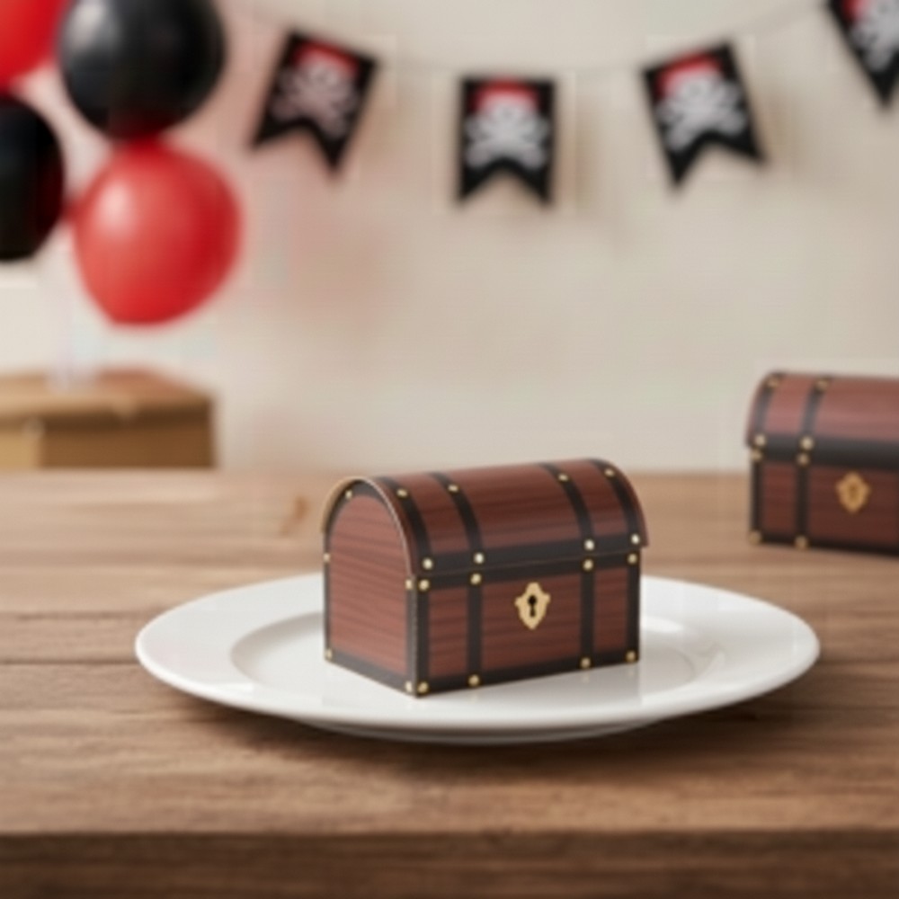Pirat Skattekiste Æsker - 8 stk (8 x 5,5 x 6 cm) | Pirat Æsker - Temashop
