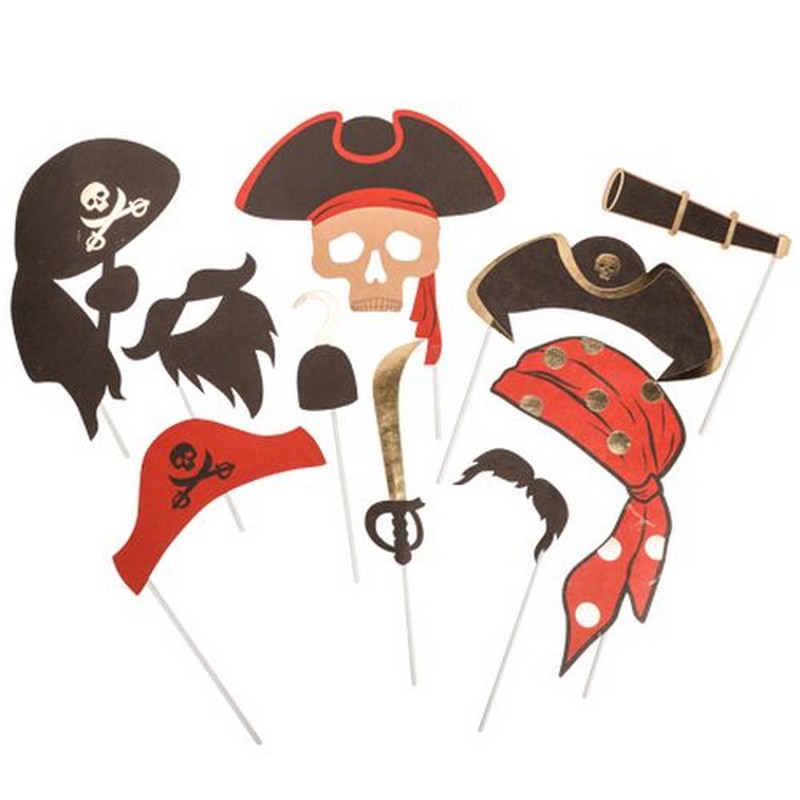 Pirat Selfie Props - 10 stk | Pirat Photobooth - Temashop