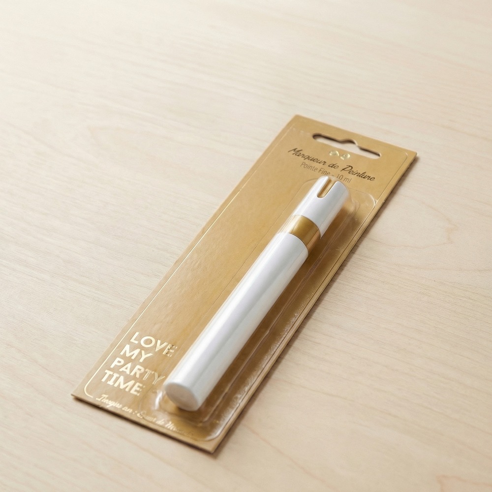 Guld Tusch Fin Spids - 1 stk (14,5 x 1,5 cm & 10 ml) | Guld tema DIY tilbehør - Temashop