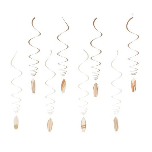 Surfbræt Swirls - 8 stk (70 x 14 cm) | Strand Spiraler/string - Temashop