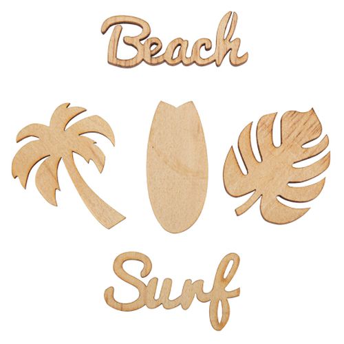 Beach Surf Bordkonfetti Træ - 10 stk (4 cm) | Strand Konfetti - Temashop